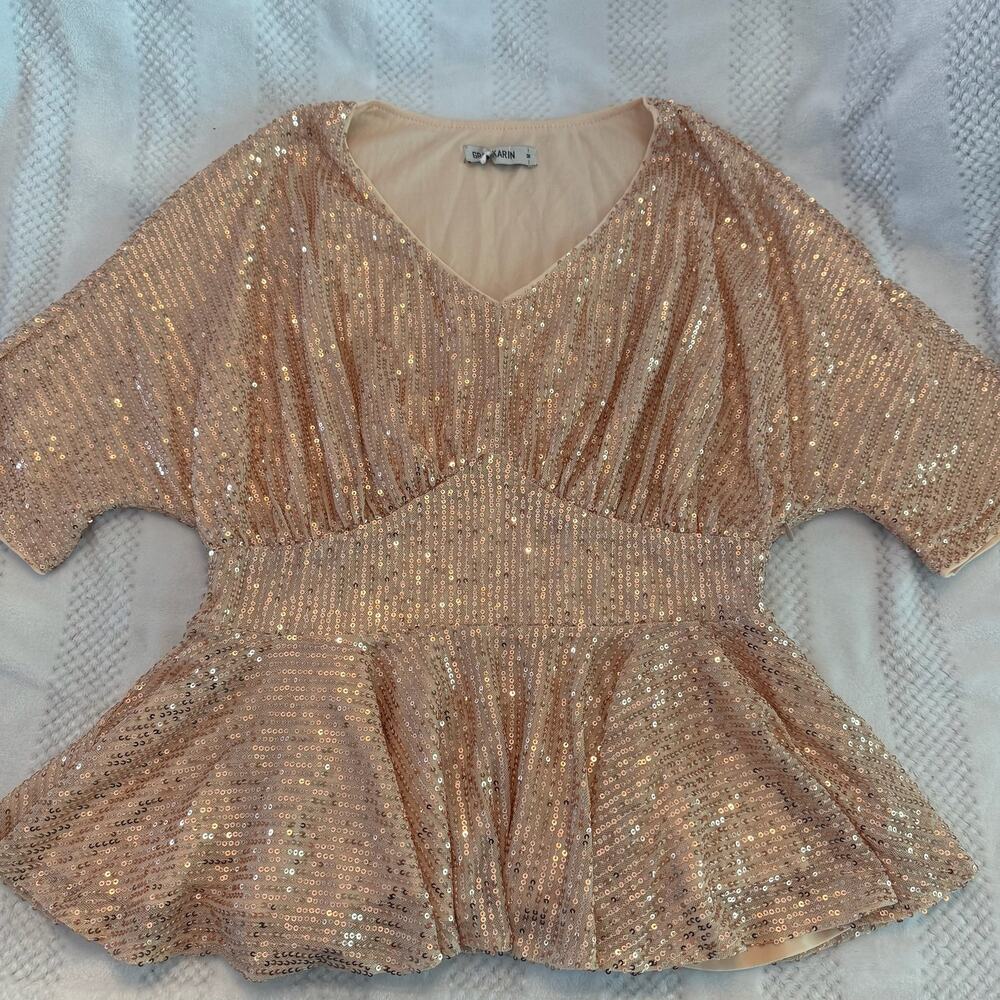 new grace karin sequin peplum blouse size Medium